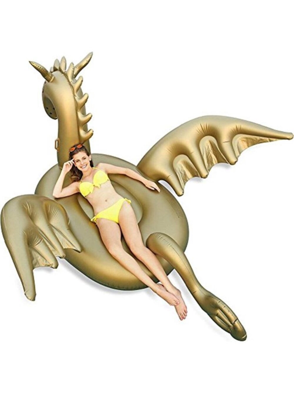 Giant Inflatable Dragon Pool Float 103 Inch Gold Ride On Adults Kids Large